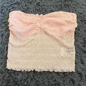 pink lace strapless top